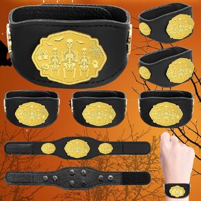 ShinyRelief 6 Pcs 10 Inch Halloween Skeleton Trophy Award Costume Contest Leather Champion Wrist Band Wear or Display Awards Gift Trophies Metal Prize for Halloween Costume Contest Party Supplies