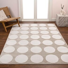 JONATHAN Y SND105C-28 Adrian Modern Geometric Circle Dot High-Low Light Gray/Cream 2 ft. x 8 ft. Runner Rug, Easy-Cleaning, Pet-Friendly for Bedroom, Living Room, Kitchen, Office, Non-Shedding