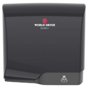 World Dryer L-162 SLIMdri Efficient Commercial Surface Mounted ADA Compiant Universal Voltage 110-240V Hand Dryer, Aluminum Cover, Black