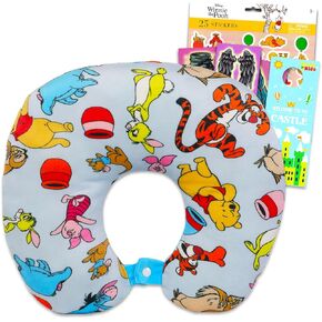 Winnie The Pooh Travel Neck Pillow for Kids - Bundle with 13" Winnie The Pooh Neck Pillow, Tattoos, Stickers, More | Winnie The Pooh Travel Accessories Set for Boys