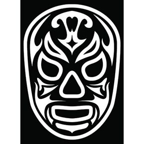 Santo Fuego Lucha Libre Mexican Wrestler Mask Car Truck Window Bumper Vinyl Graphic Decal Sticker- (6 inch) / (15 cm) Tall MATTE WHITE Color