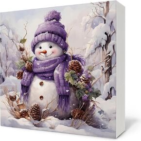 Pink Christmas Wooden Sign - Coquette Christmas Snowman Wooden Box Sign,Preppy Snowman Wooden Box Sign Christmas Desk Decor For Bedroom Living Room House Decorations,5x5 Inch in Saudi Arabia