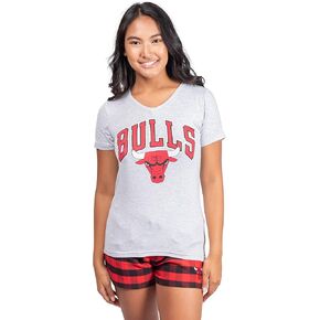 Ultra Game NBA Women's Sleepwear Soft T-Shirt & Flannel Shorts Loungewear Pajama Set