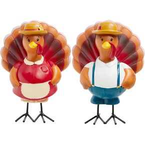 JOYIN 2 Pcs Thanksgiving Turkey Tabletop Centerpiece Decor, Tabletop Decor Resin Standing Turkey Figurines, Fall Decorations, Home Autumn Decor, Table Kitchen Thanksgiving Decorations, Party Supplies