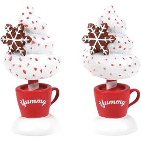 Department 56 Village Collection Accessories Cocoa and Cream Yummy Topiaries Figurine Set, 2.3 Inch, Multicolor