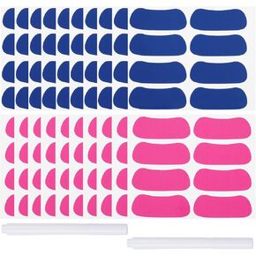PATIKIL 80 Pairs Sports Eye Black Stickers, Under Eye Black Strips Football Face Stickers Breathable Eyeblack Sticker with 2 Pcs White Pencil for Baseball Fans on Game Day, Black, Blue