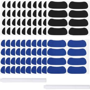 PATIKIL 80 Pairs Sports Eye Black Stickers, Under Eye Black Strips Football Face Stickers Breathable Eyeblack Sticker with 2 Pcs White Pencil for Baseball Fans on Game Day, Black, Blue