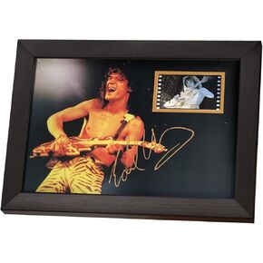 veratwo Music Room Decoration - Signed Eddie Van Halen Poster Framed Photo Gift 8x6 Inches,with 1x 35mm Van Halen Film Display,Cool Rock Guitar Gifts for Birthday Christmas