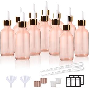 Set of 12, 2oz Eye Dropper Bottle, Dropper Bottles, Empty Glass Dropper Bottles, Herbal Essence Travel Liquid Bottles