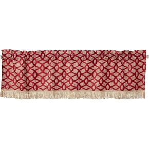 Violet Linen Victoria Chenille Abstract Pattern Decorative Window Treatment Rod Pocket Curtain Valance, 60" X 18", Burgundy