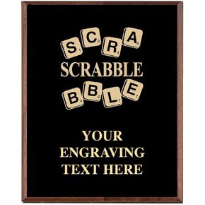 Game Night Plaques, Custom Engraved Scrabble Board Games Trophy Plaque Award, Great Customizable Scrabble Awards Prime