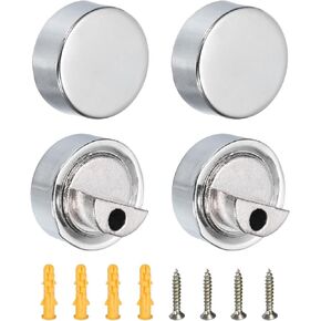 uxcell 4Pcs Zinc Alloy Mirror Floating Glass Clips, Mirror Wall Mounted Holder, Mirror Glass Hanging Bracket, Glass Mounting Round Clips, Bathroom Mirror Fix Kit
