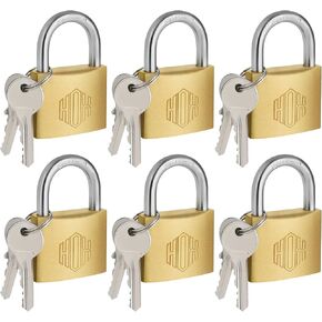 HOX Solid Brass Keyed Different Padlock with 1-9/16-Inch Wide Body, Brass Cylinder - for Hasp Latch, Sheds, Fences, Storage Locker, 12-Pack