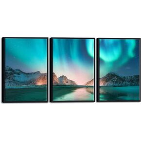 DEKWINN Large Size Framed Wall Art The Universe,Stars,Nebulae by NASA Abstract Landscape Wall Art for Bedroom Home Office Wall Decorations,3 Panels with Black Frames