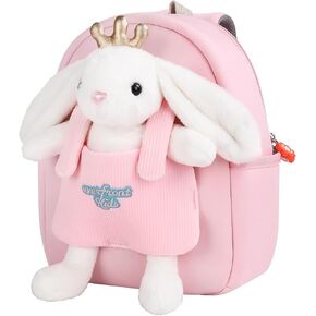 Kids Backpack Bunny Pink with Leash,Toddler Backpack Stuffed Animals Toddler Toys,2 3 4 5 6 Year Old Girl Birthday Gift (Bunny Pink)