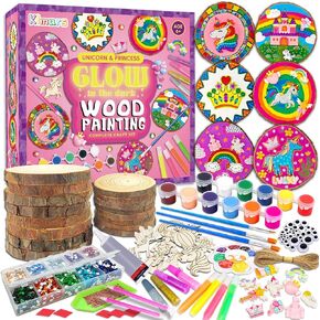 klmars Easter Wooden Painting Kit-Glow in The Dark-Easter Arts Crafts Gifts for Kids Boys Girls Ages 5-12-Wood Slices Painting Kits - Creative Easter Decorations and Tree Ornaments