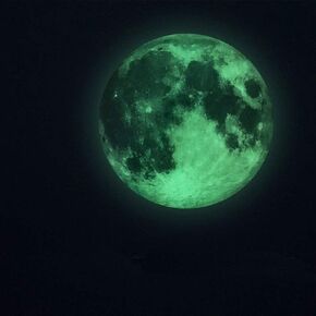 Alnicov 11.8 Inch Luminous Moon Wall Sticker，Glow in The Dark Moon Decor,Perfect Ceiling Wall Decor for Bedroom Living Room Birthday Decor Green