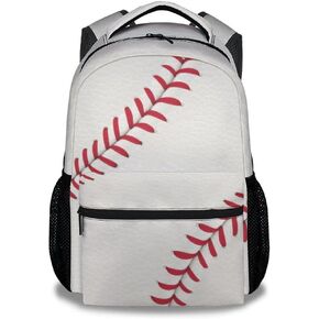 Baseball Backpacks Kids, 16 Inch Cute Backpack for School, White Lightweight Bookbag for Girls