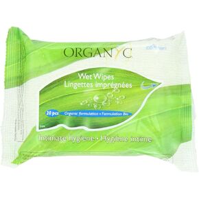 ORGANYC 100% Organic Cotton Feminine Hygiene Wipes, 20-count Packages (Pack of 6)