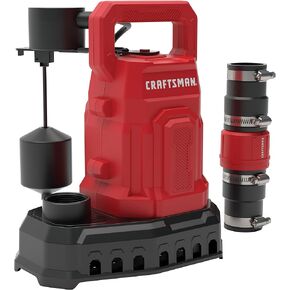 CRAFTSMAN 1/3 HP Thermoplastic Submersible Sump Pump, Pumps up to 3500 GPH