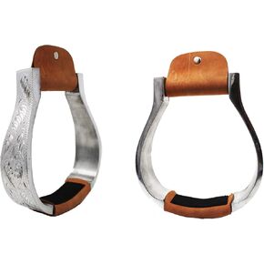 CHALLENGER Horse Saddle Stirrups Western Saddle Aluminium Engraved Oxbow 51183