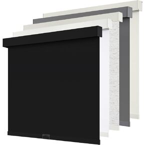 Cordless 100% Blackout Roller Shades Blinds for Windows Free-Stop,Pull Down Room Darkening with Valance,Thermal Insulated Woven Fabric Window Door Blinds for Home,Office,Black 29" W x 72" L