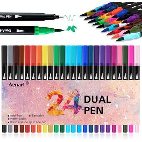 Dual Markers Brush Pens, 36 Fine Point Art Marker, Double Tip Colored Pen for Adult Coloring Hand Lettering Writing Planner