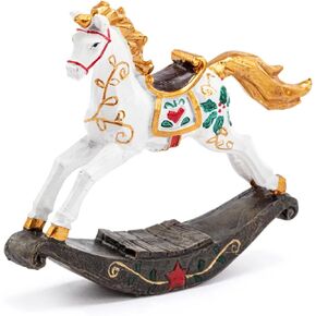 52852 Christmas Rocking Horse Multicolor 4.5 x 4 Inches Resin Decorative Winter Holiday Figurine