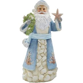 مجموعة The Bridge Collection تمثال سانتا الساحلي مقاس 12.5 بوصة مع أصداف بحرية ونجم البحر - زينة عيد الميلاد البحرية - ديكور للعطلات على شكل شاطئ للرف أو الرف in Kuwait