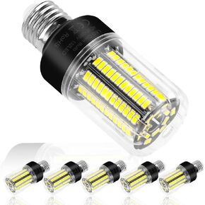 6Pack Led Corn Light Bulb 300W Equivalent 3520 Lumen Super Bright 6000K Daylight Lamp 30W E26/E27 Base Ceiling Fan Bulbs AC85-265V for Kitchen Living Room Home Garage Warehouse Indoor Outdoor Lighting