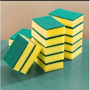10 Pcs Dish Washing Sponge Kitchen Cleaning Scrub pad Pack Household Bathroom Use dust Car Wash Non Scratch Scouring Dishwasher Sink Dishwashing Soft Mesh Net Pot Scrubbers, Yellow in Saudi Arabia