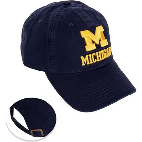 Desert Cactus University of Michigan Baseball Hat Wolverines UM U of M Brimmed Embroirderd Hats Cap Adjustable Cloth Strap Adult (Style L1) Blue