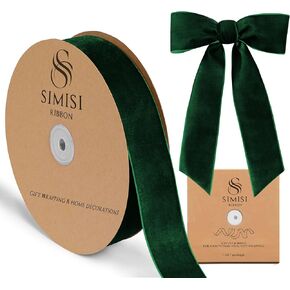 Black Velvet Ribbon 1'' 25 Yards for Christmas Tree, Gift Wrapping, Flower Bouquet, Wreath Decorations, Bow Making