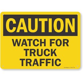 SmartSign "Caution - Watch for Truck Traffic" Sign | 10" x 14" Plastic