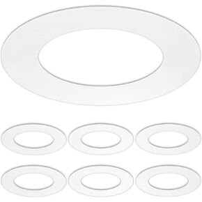 6 Pack Gloss White Goof Trim Ring for 4" Inch Recessed Can Lighting Down Light, Outer Diameter 6.7 Inches, Inner Diameter 4.2 Inches