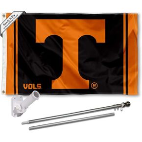 College Flags & Banners Co. Tennessee Vols Dark Mode Blackout Flag with Pole and Bracket Holder University Set