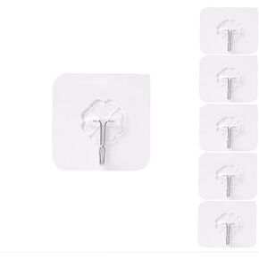 6 Pcs Wall Hooks Strong Bathroom washbasin Transparent Removable Wall Hooks