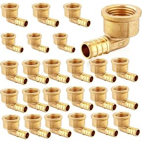 5 Pack PEX Fittings,Pex 1/2"x 1/2" Male Threaded NPT Elbow Barb Crimp Brass Fitting,1/2 Inch PEX F1807 Male Elbow for Pex Pipes in Plumbing Jobs