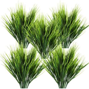20 Bundles of Artificial Plants, Simulated Indoor and Outdoor Plastic Plants, UV Resistant Faux Shrubs, Artificial Greenery for Porch Patio Decoration (Grass)