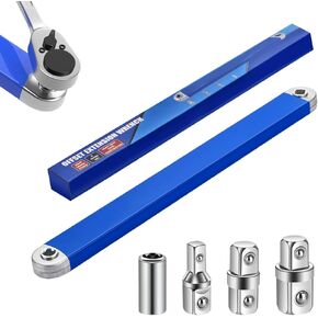 Offset Extension Wrench Set, Impact Ready Socket Ratchet Wrench Extender Tool with 1/2'', 1/4'', 3/8'' Square Drive Adapters, Zero Degree Ratchet Tool Universal Stubby Wrenches Set for Car