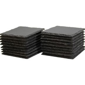 52 Pack 4 x 4 Inch Yousonew Blank Black Slate Coasters Bulk Square Slate Stone Coaster for Drink Bar Kitchen Home,Outdoor Coffee Table,Engraving,Handmade Natural Rough Edge, Set of 52