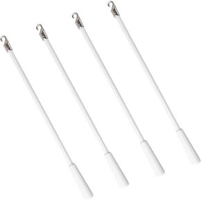 Blind Wand, 4Pcs 12.32 Inch White Window Blind Wands Fiberglass Vertical Blinds Pull Rods Blind Rod with Hook and Grip Blinds Replacement Part