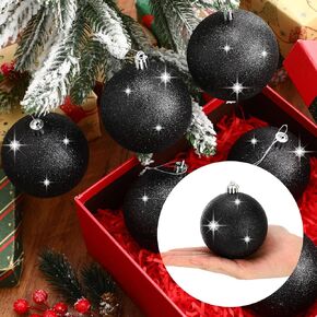 Zubebe 12 Pieces Large Christmas Ornaments Balls, Glitter Snowball Ornaments for Christmas Tree, Plastic Hanging Christmas Tree Balls for Xmas Wedding Party Decorations(White)