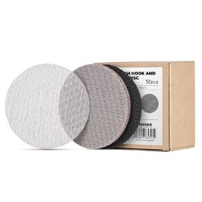 toolant Mesh Abrasive 5 inch Sanding Disc, Dust-Free 8 Hole Hook and Loop Sanding Discs for Random Disc Sanders & Orbital Sanders, Include Pad Protector(150 grit - 50pcs)