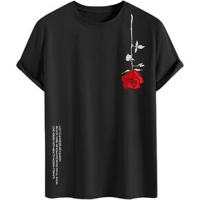 تي شيرت رجالي كبير الحجم برسومات عتيقة مطبوع عليه زهور تي شيرت رائع مصمم ملابس الشارع قميص صيفي فضفاض بياقة دائرية in Kuwait