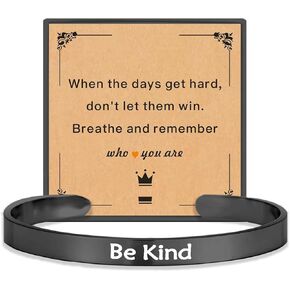 Remember Who The You Are Motivational Cuff Bracelet for Girls, Stainless Steel Color Inspirational Bangle Bracelets with Engraved Hidden Message Jewelry for Women Sisters Friends Gifts