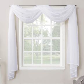 No. 918 Emily Sheer Voile Rod Pocket Curtain Panel, 59" x 216", White