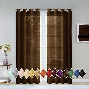 Dainty Home Malibu Textured Semi-Sheer Linen Look Grommet Top Curtain Panel Pair, 54" x 84" each (108" x 84" total), Golden Yellow