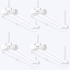 LED Shop Light 4ft Garage Light, led Light Tube with Power Cord, 110-220 V AC, 40watt Equivalent 250watt Light Efficiency, Ultra-Bright 5600Lm, 5000k White Light (2 Pack)