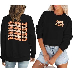 VILOVE Women Aunt Sweatshirt Cool Auntie Pullover Cute Aunt Life Hoodie Gifts For Aunt Causal Long Sleeve Sweatshirt